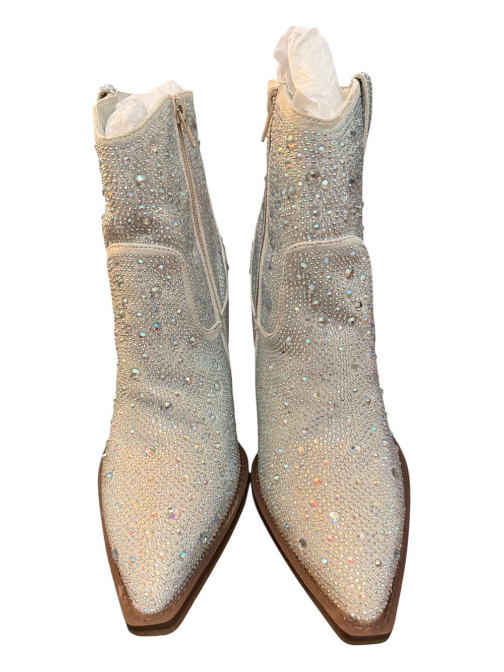 Very G Kady Silver Rhinestone Western Ankle Boots Women’s Size 10 NIB